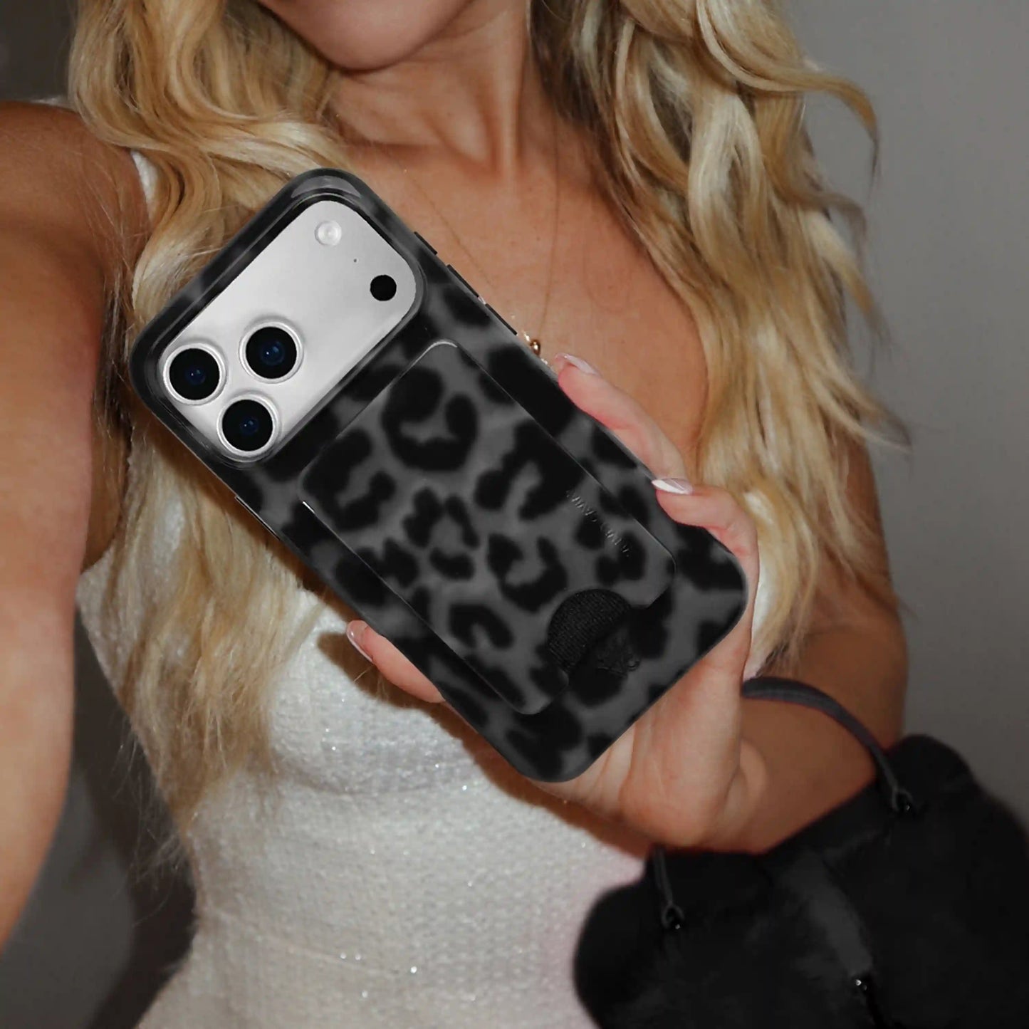 It Girl Black Leopard MagSafe Wallet