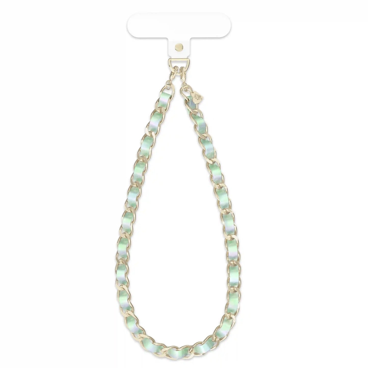 Teal Holo Leather Chain Phone Charm