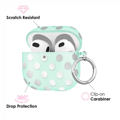 Mint Chrome Polka Dot AirPod Case