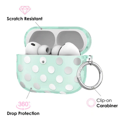 Mint Chrome Polka Dot AirPod Case