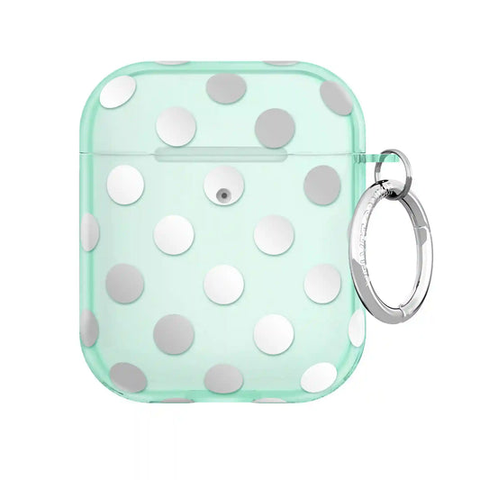 Mint Chrome Polka Dot AirPod Case