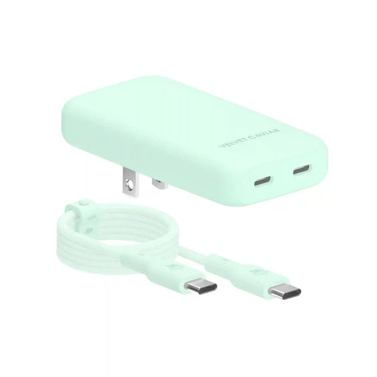 Mint Fast Charging Set, Dual Port Wall Adapter + 6ft USB-C Cable