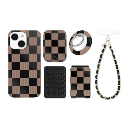 Mocha Vibe Checkered iPhone Bundle Set