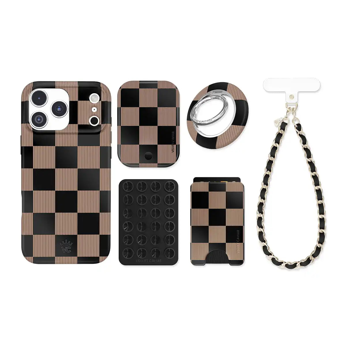 Mocha Vibe Checkered iPhone Bundle Set