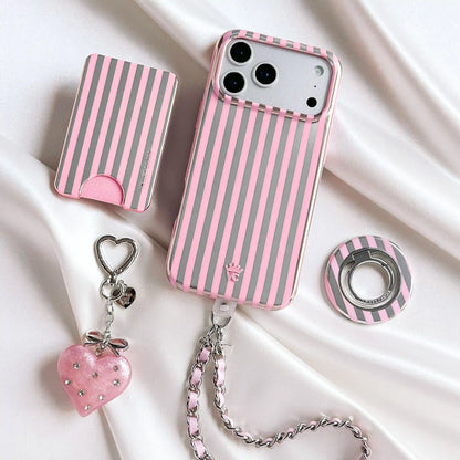 Pink Chrome Stripes MagSafe Wallet
