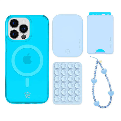 Neon Blue iPhone Bundle Set - Wallet