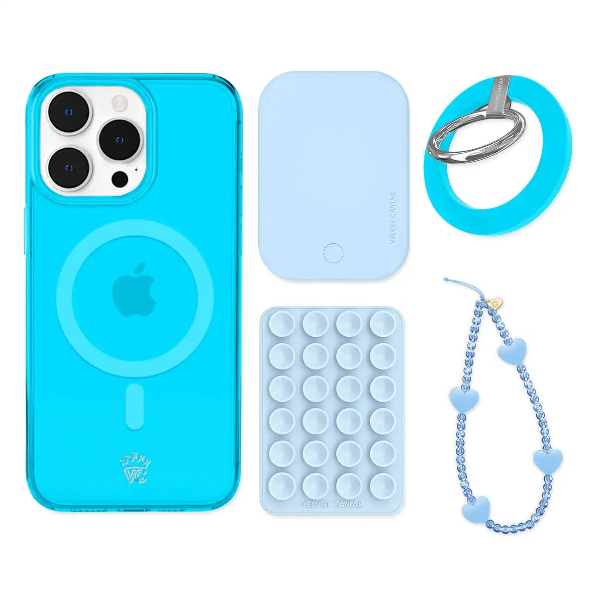 Neon Blue iPhone Bundle Set - Grip