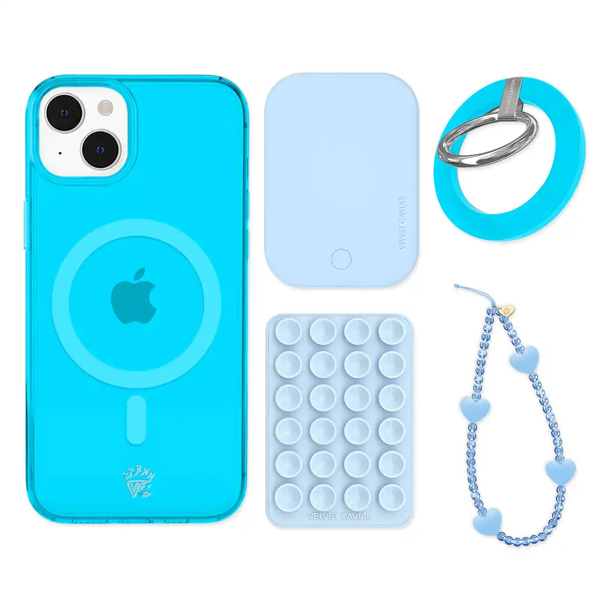 Neon Blue iPhone Bundle Set - Grip