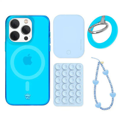 Neon Blue iPhone Bundle Set - Grip