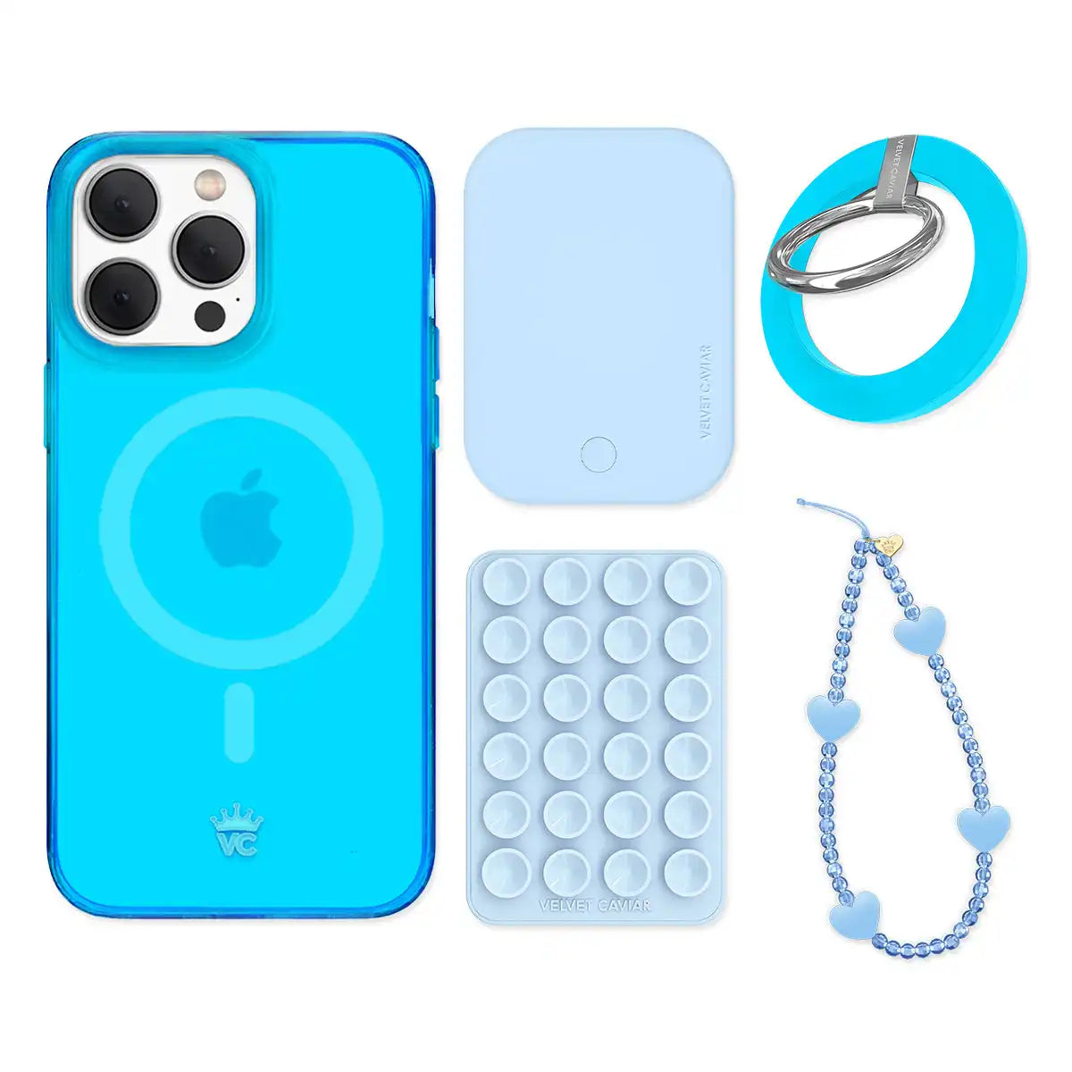 Neon Blue iPhone Bundle Set - Grip