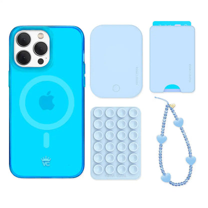 Neon Blue iPhone Bundle Set - Wallet