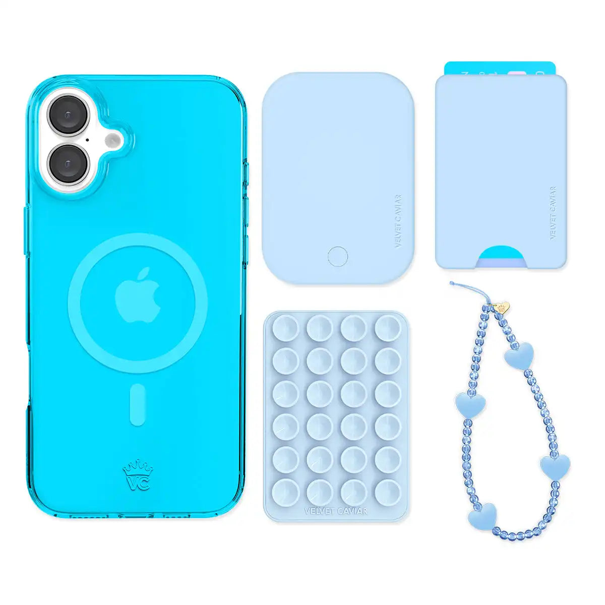 Neon Blue iPhone Bundle Set - Wallet