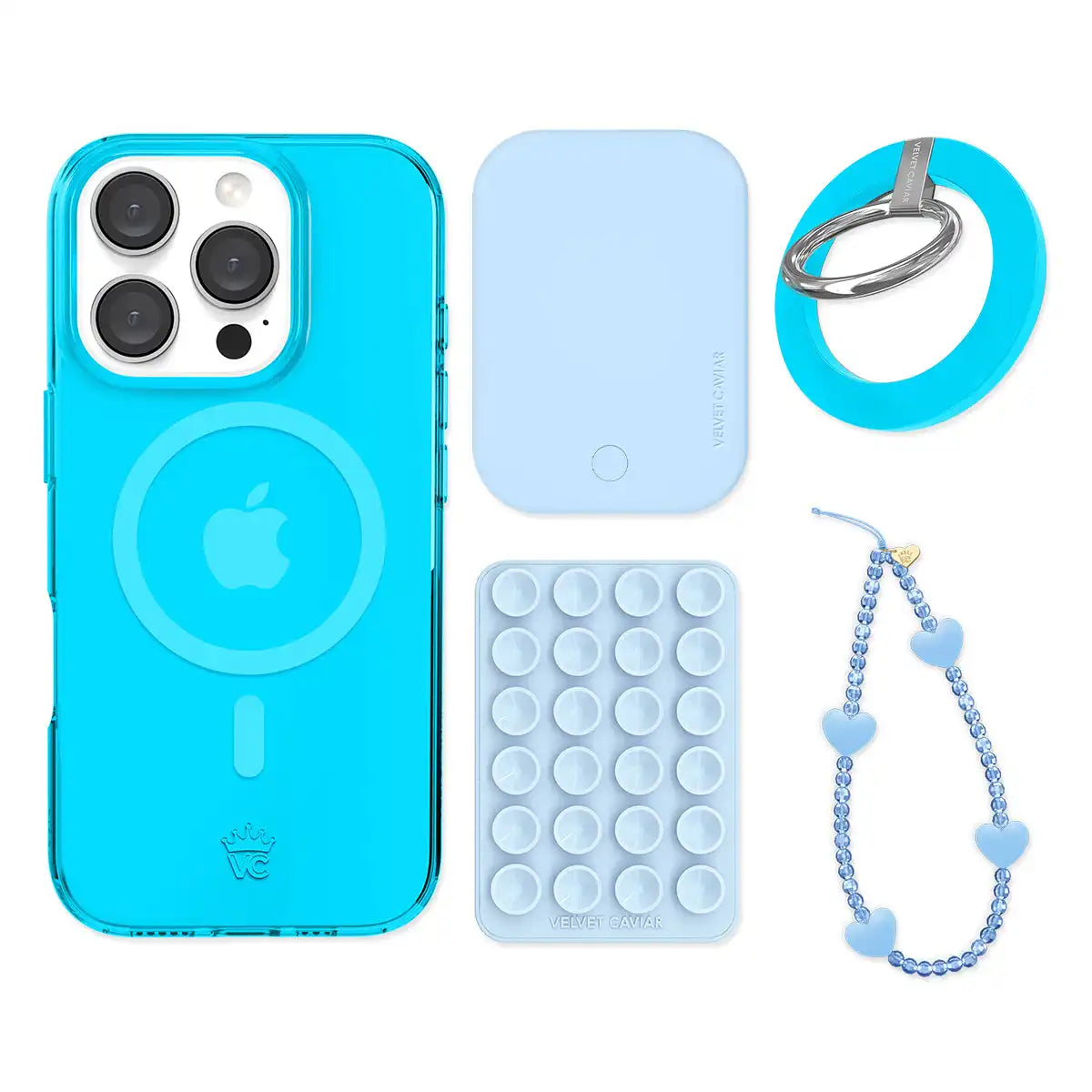 Neon Blue iPhone Bundle Set - Grip