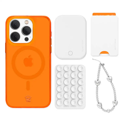 Neon Orange iPhone Bundle Set - Wallet