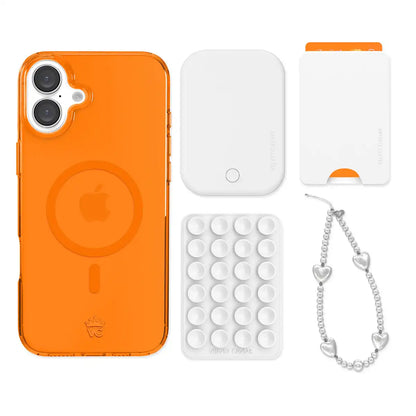 Neon Orange iPhone Bundle Set - Wallet