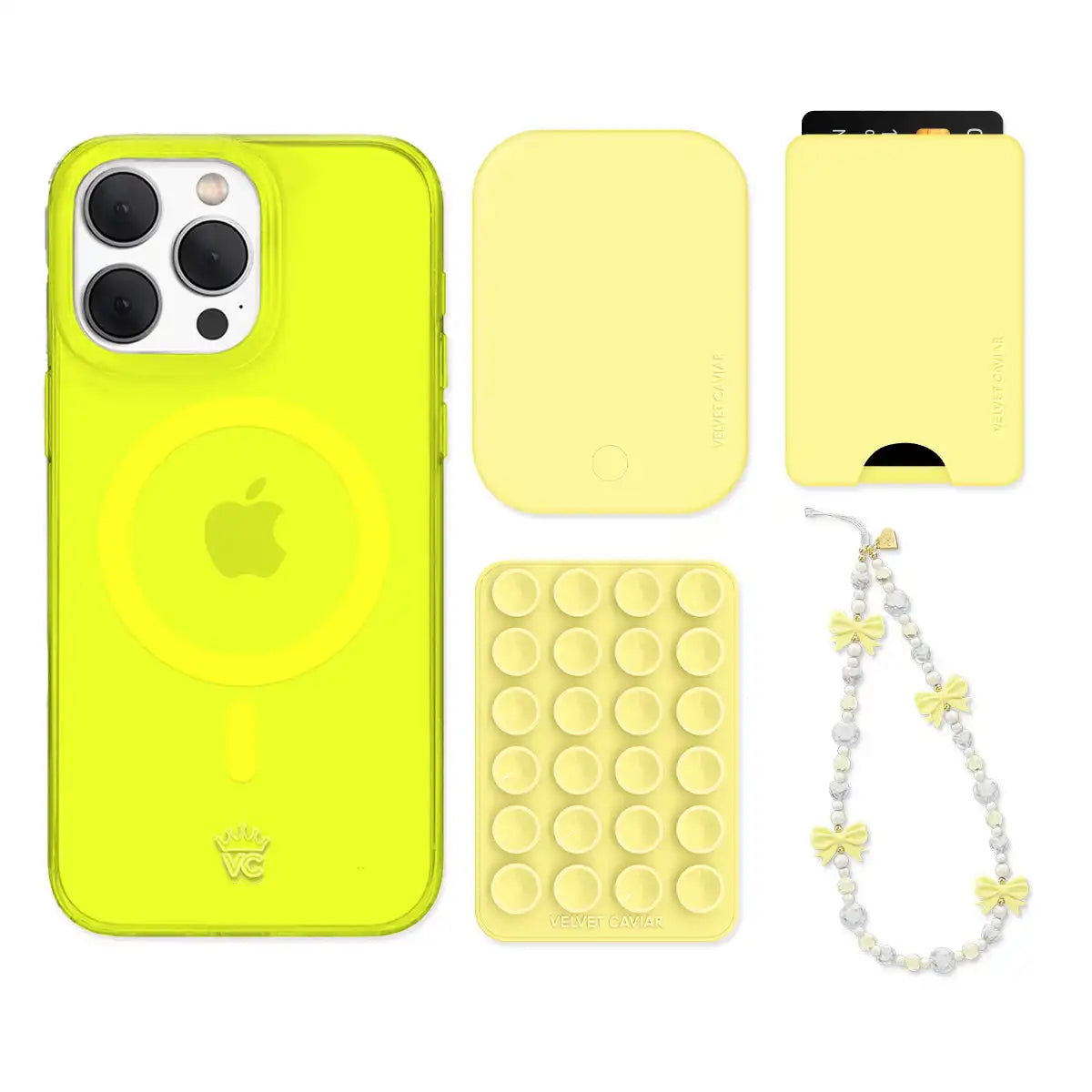 Neon Yellow iPhone Bundle Set - Wallet
