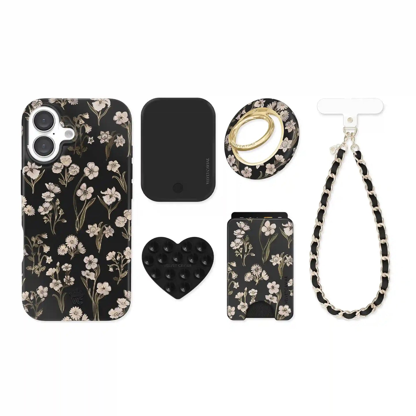 Nightbloom Gold Chrome Floral iPhone Bundle Set