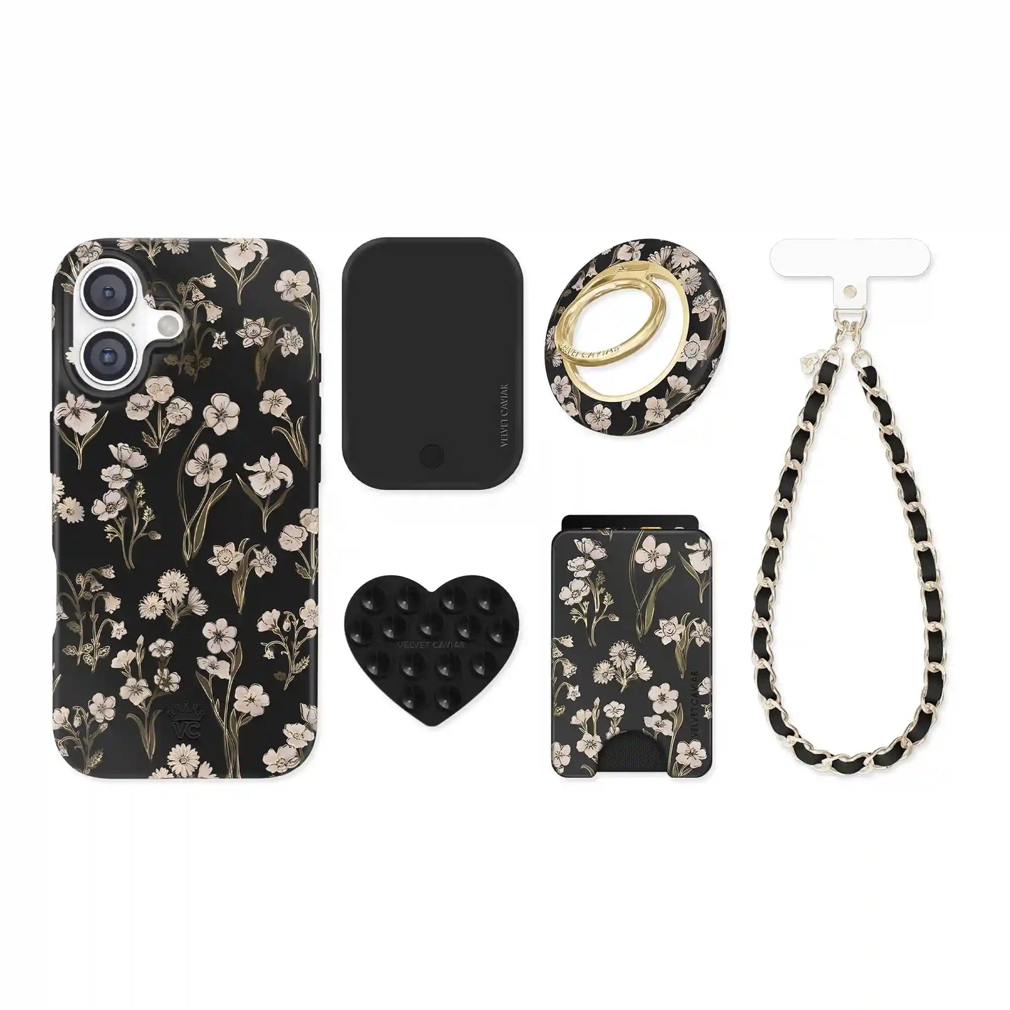 Nightbloom Gold Chrome Floral iPhone Bundle Set