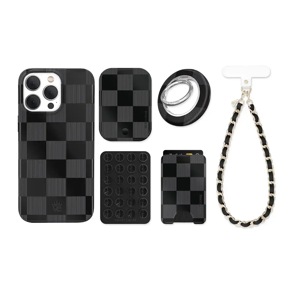 Noir Vibe Checkered iPhone Bundle Set