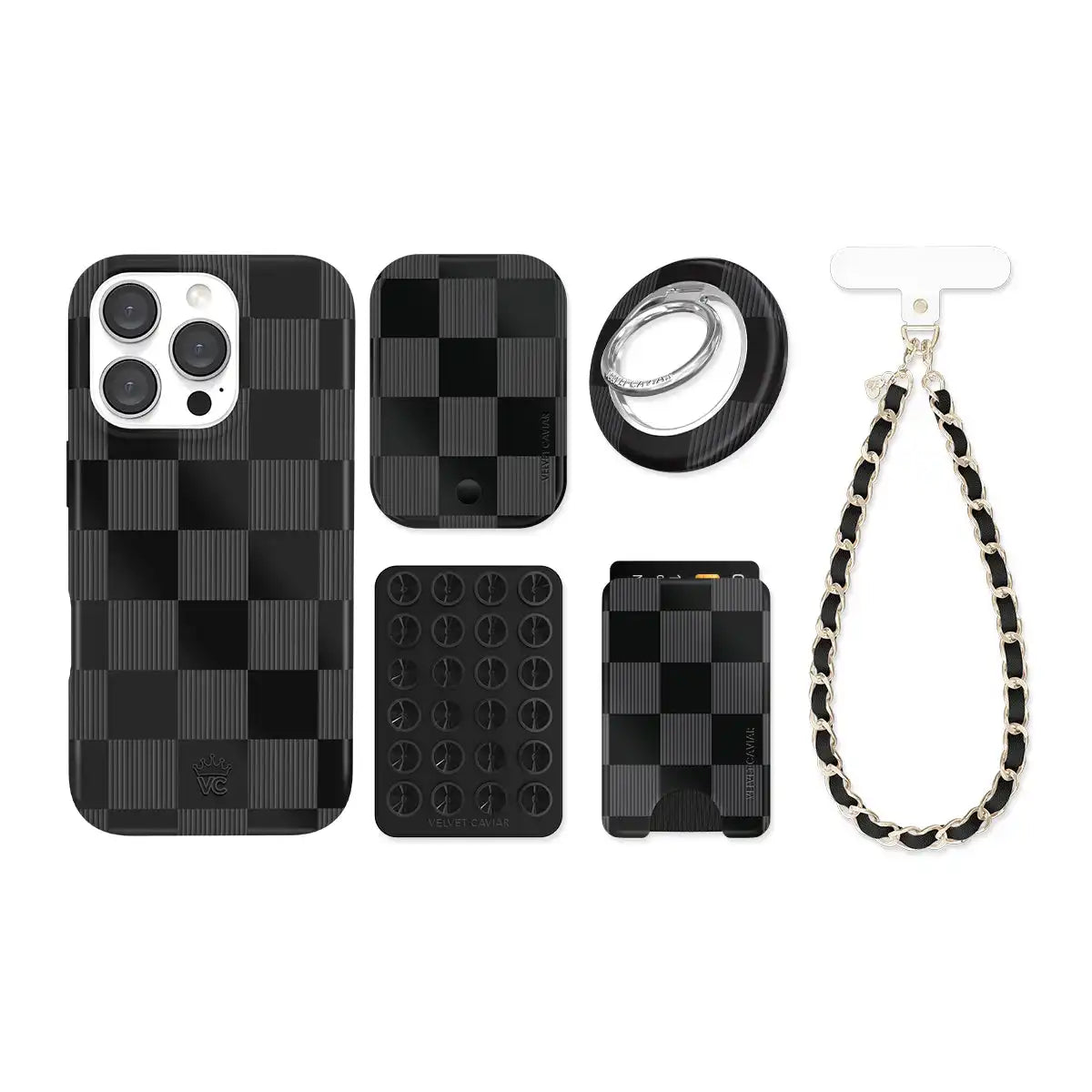 Noir Vibe Checkered iPhone Bundle Set
