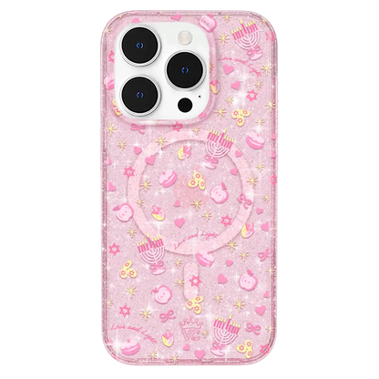 Pink Hanukkah Glitter iPhone Case