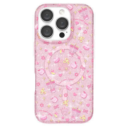 Pink Hanukkah Glitter iPhone Case