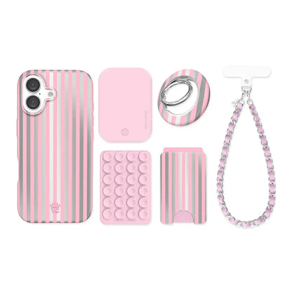 Pink Chrome Stripes iPhone Bundle Set