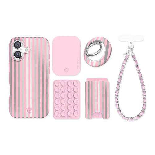 Pink Chrome Stripes iPhone Bundle Set