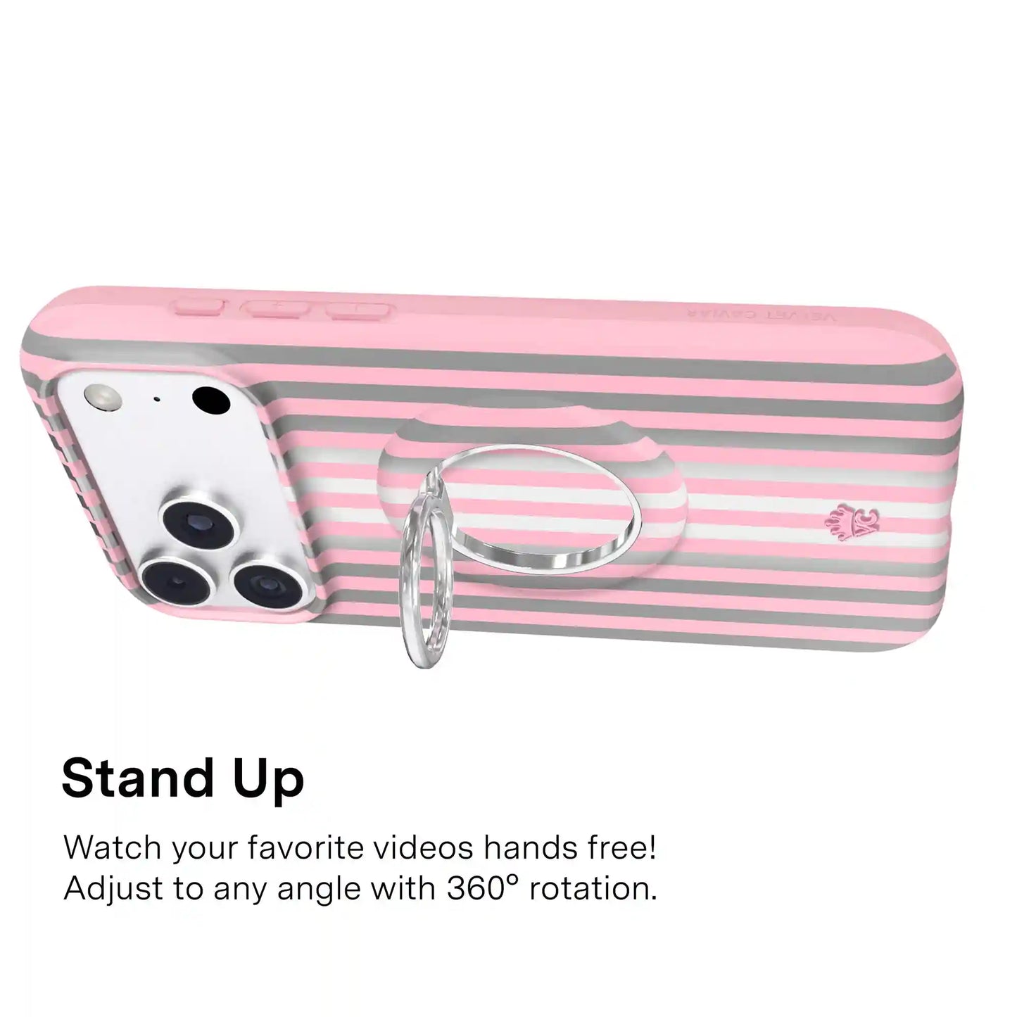 Pink Chrome Stripes MagSafe Grip Ring