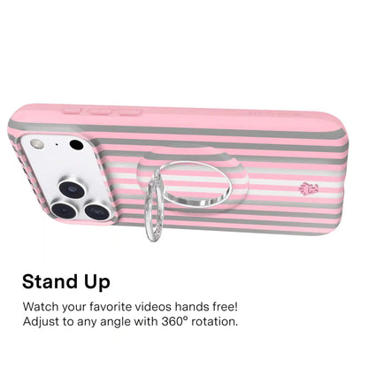 Pink Chrome Stripes MagSafe Grip Ring