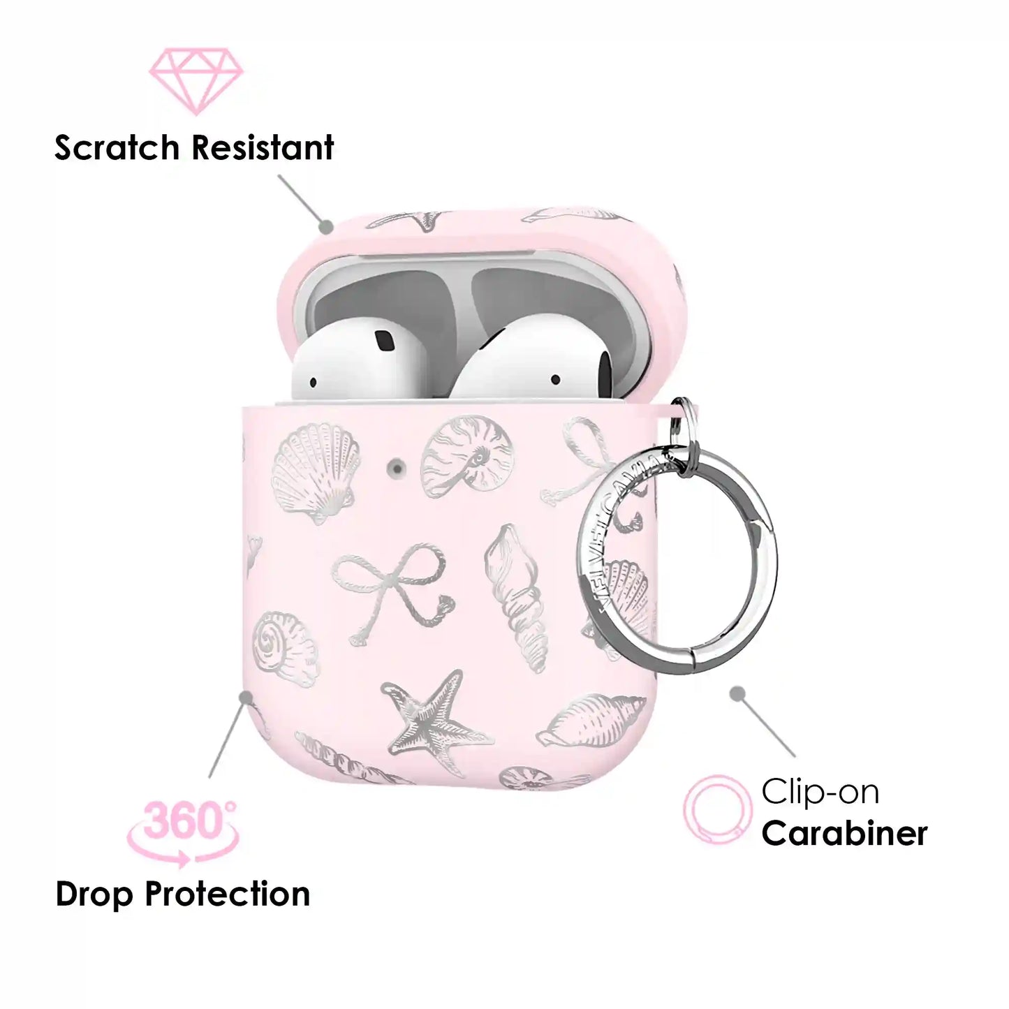 Pink Coastal Seashells AirPod Case