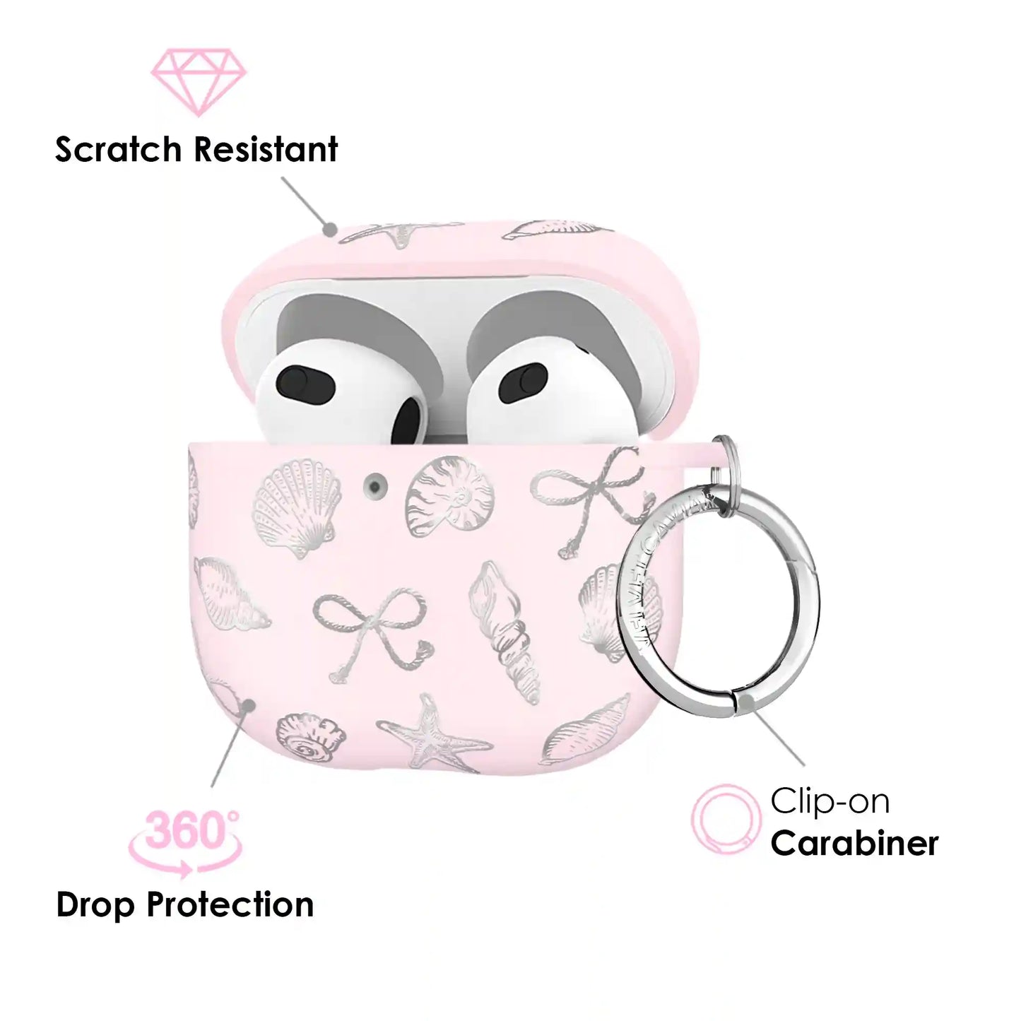 Pink Coastal Seashells AirPod Case