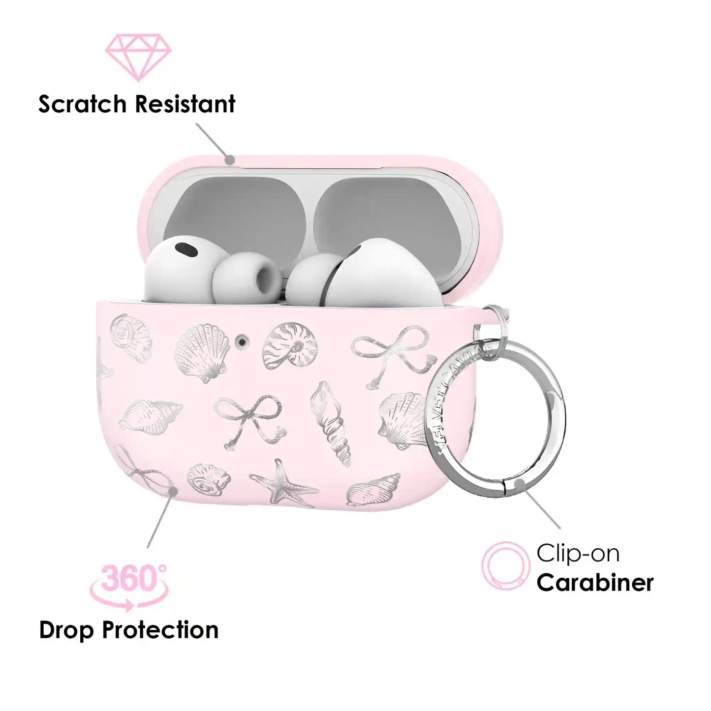 Pink Coastal Seashells AirPod Case