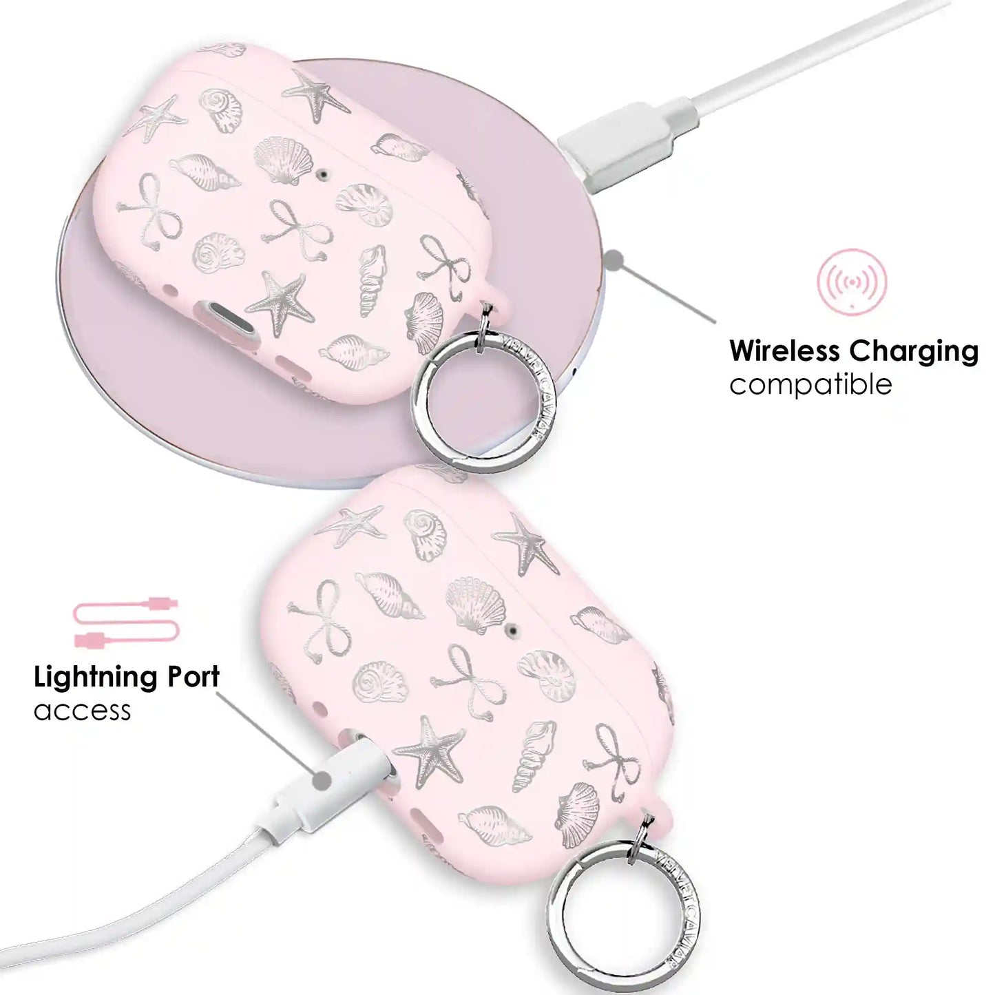 Pink Coastal Seashells AirPod Case