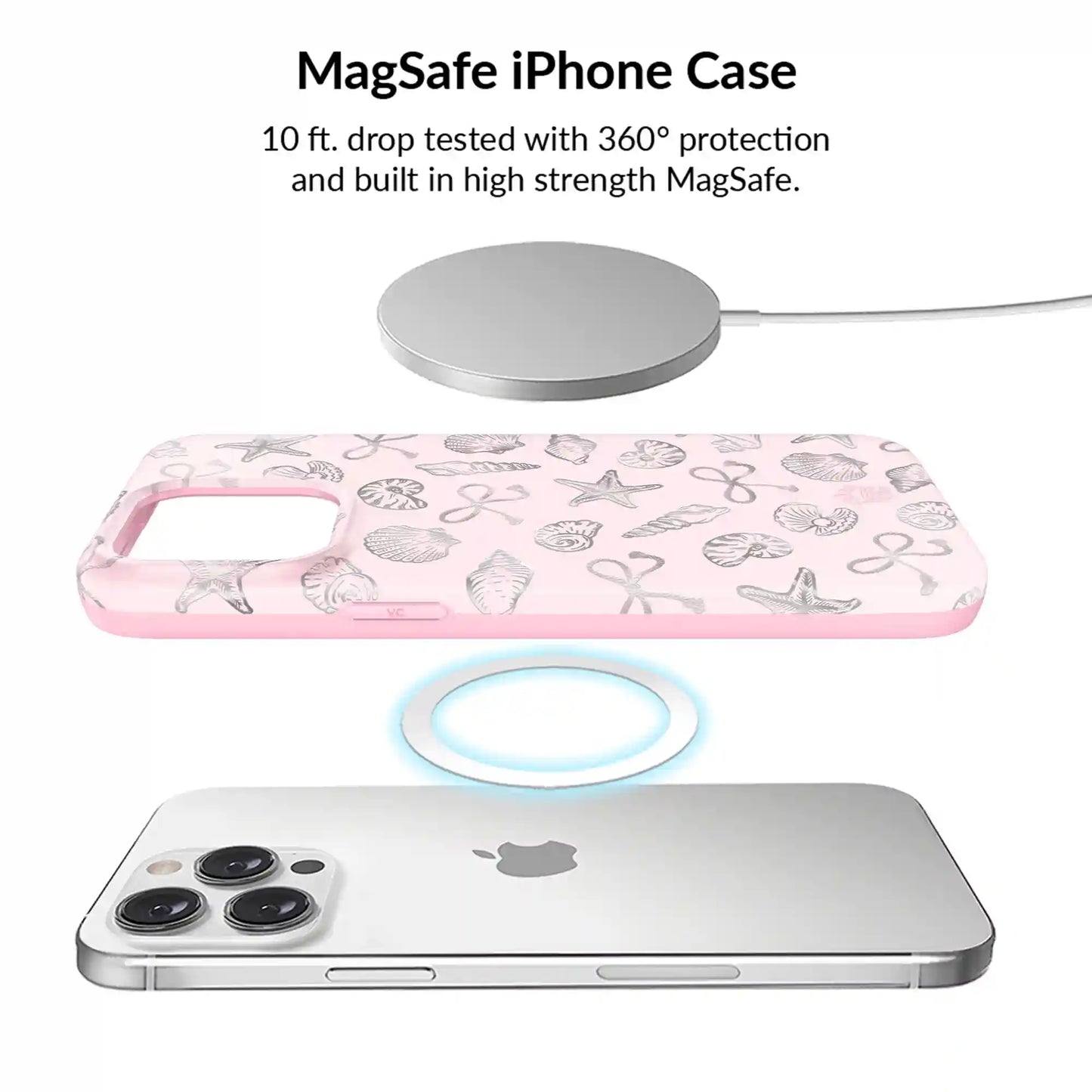 Pink Coastal Seashells iPhone Bundle Set