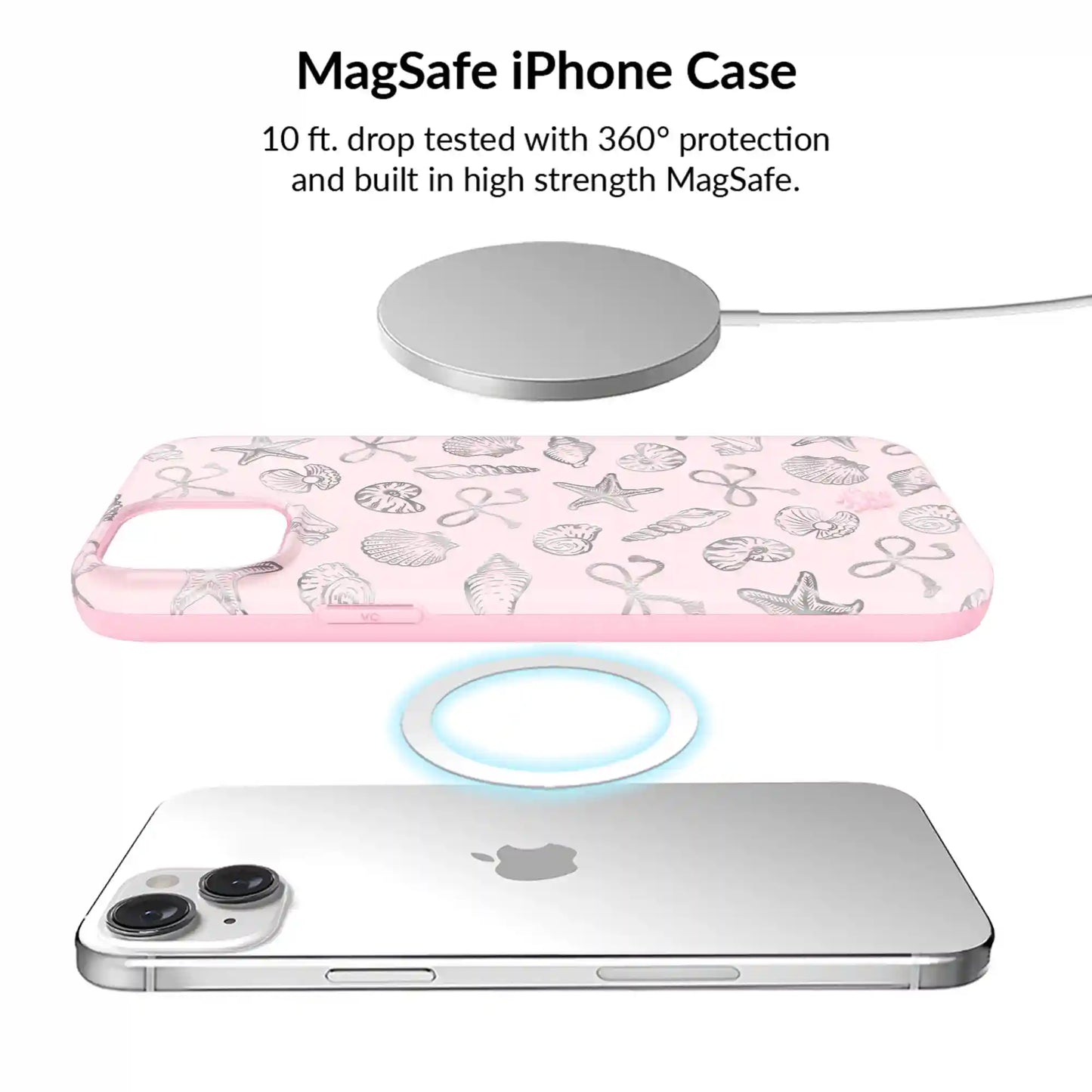 Pink Coastal Seashells iPhone Bundle Set