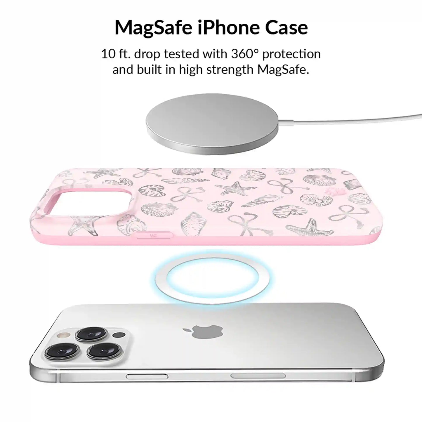 Pink Coastal Seashells iPhone Bundle Set