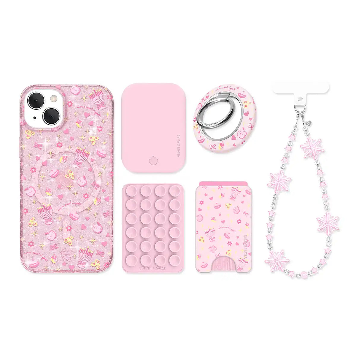 Pink Hanukkah Glitter iPhone Bundle