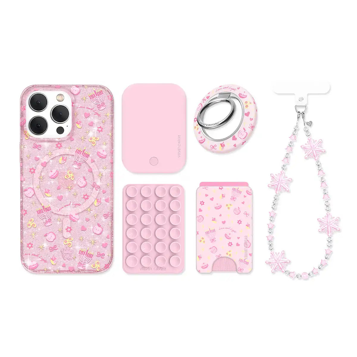 Pink Hanukkah Glitter iPhone Bundle