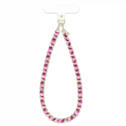 Metallic Pink Leather Chain Phone Charm