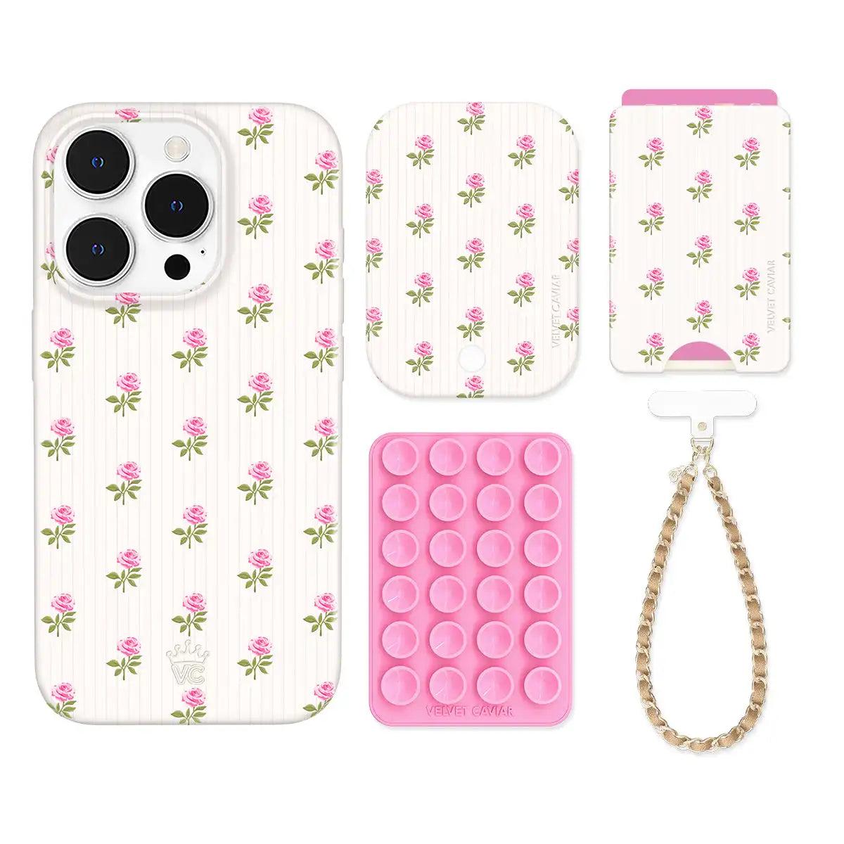 Pink Peony Floral iPhone Bundle Set - Wallet