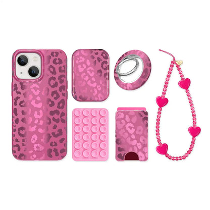 Pink Ruby Leopard iPhone Bundle Set