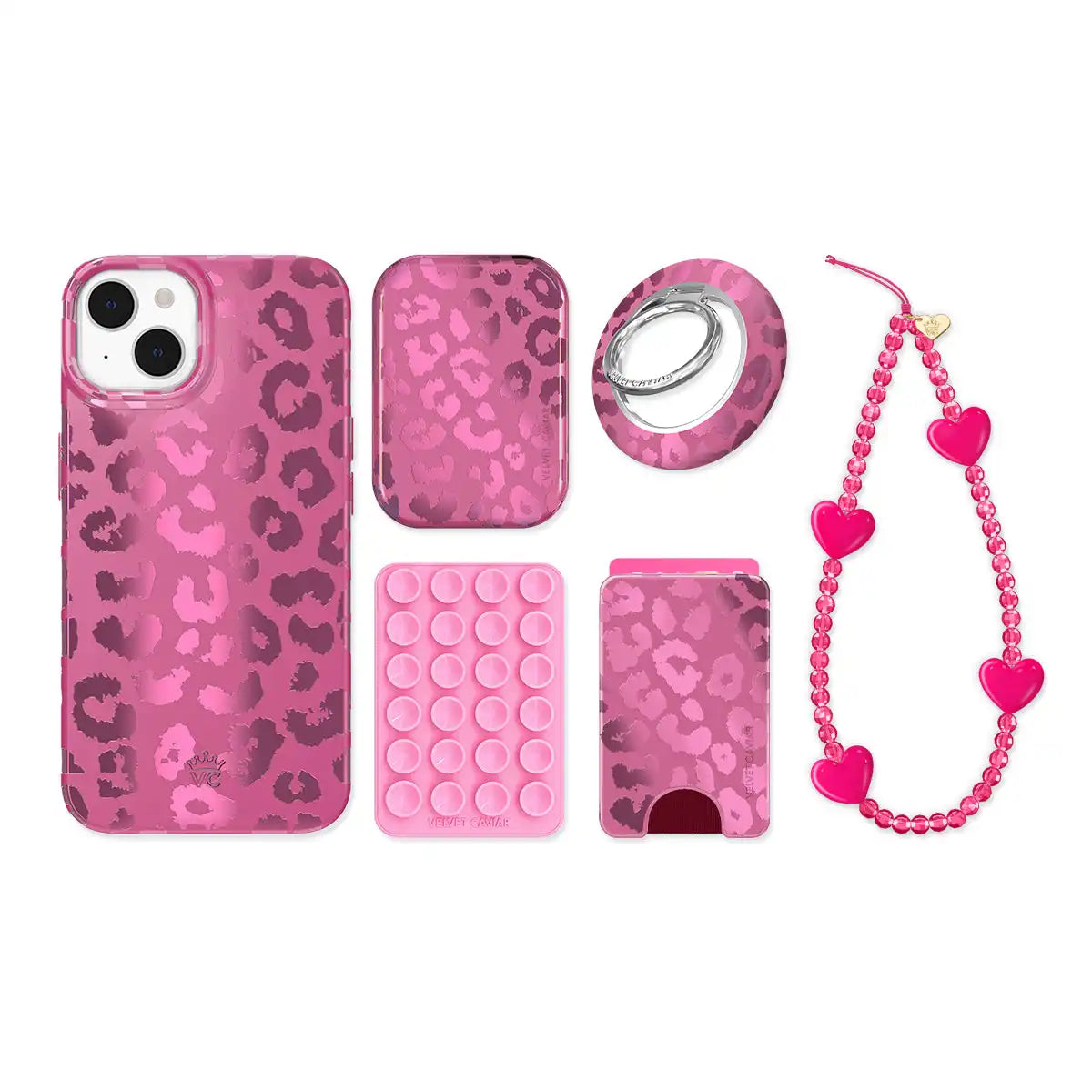 Pink Ruby Leopard iPhone Bundle Set