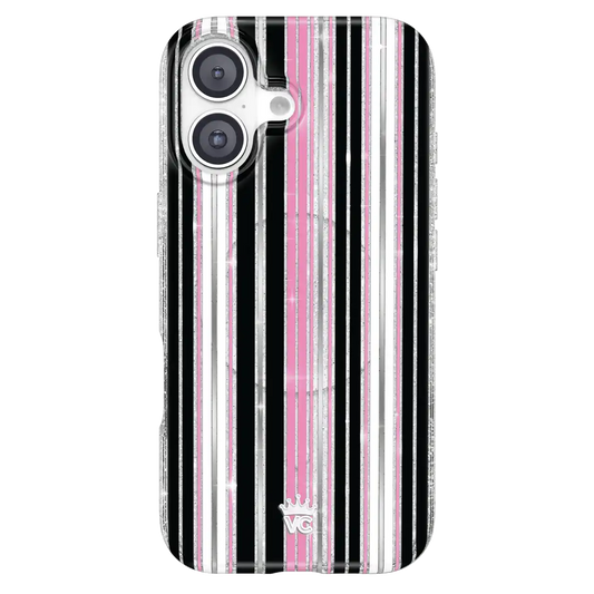 Pretty Punk Stripes Glitter iPhone Case