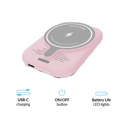 Princess Pink Polka Dot Portable MagSafe Charger Power Pack