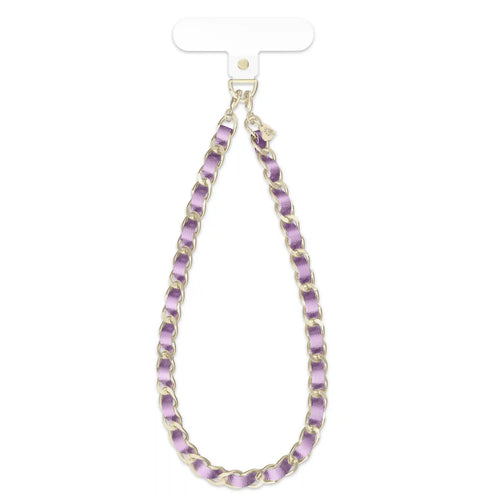 Metallic Purple Leather Chain Phone Charm