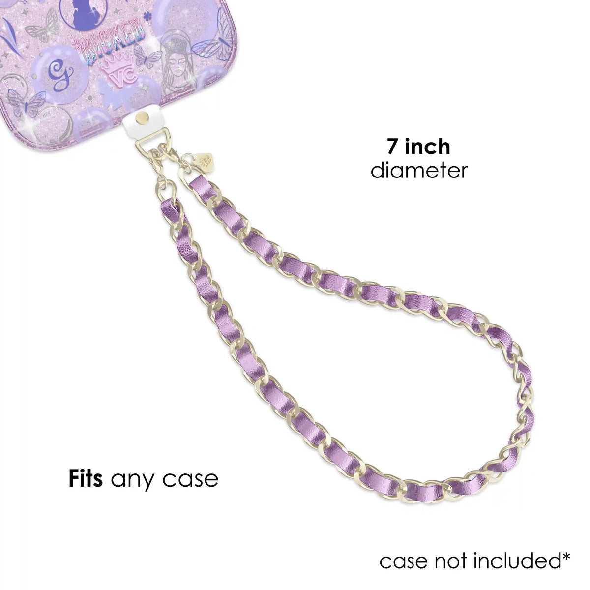 Metallic Purple Leather Chain Phone Charm