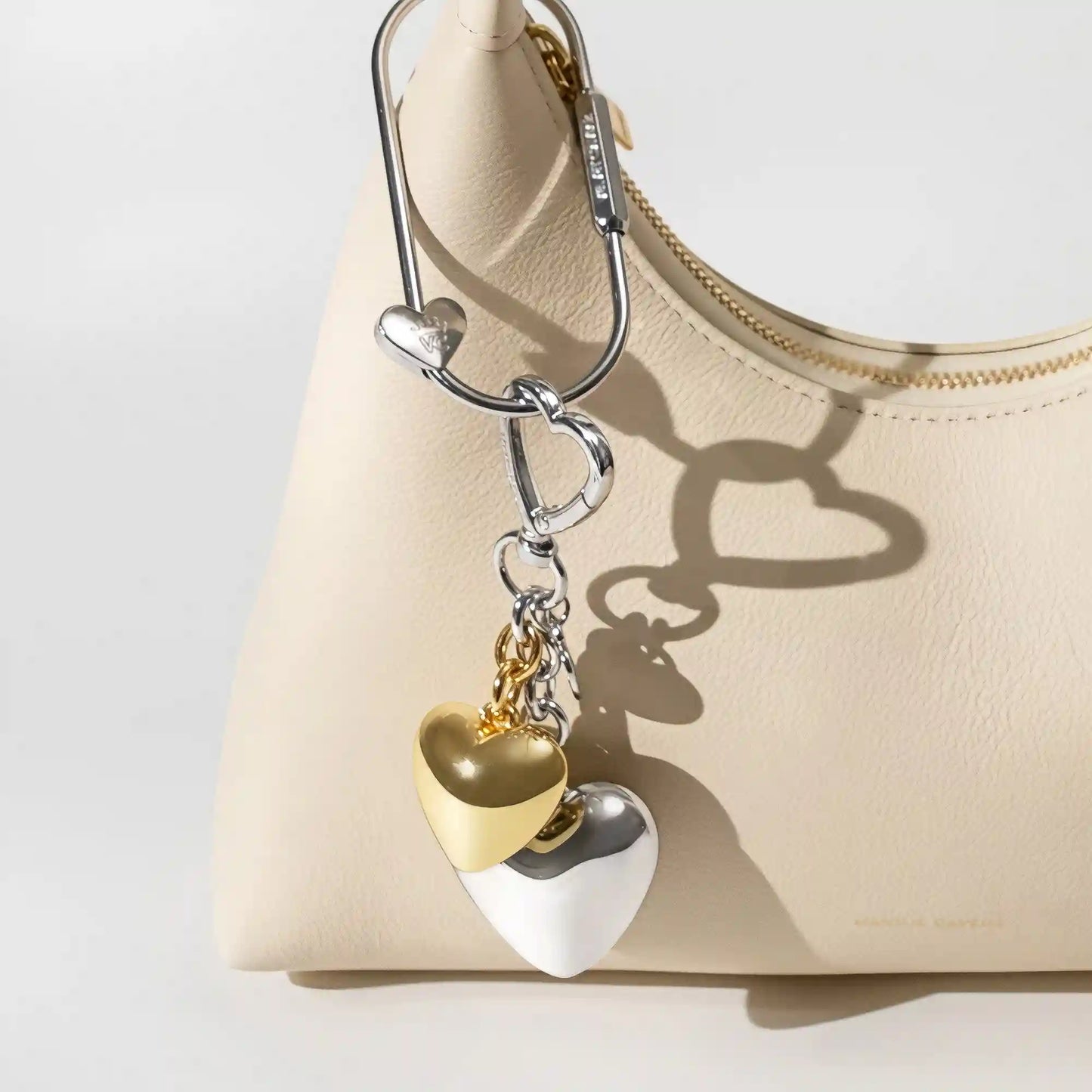 Mixed Metal Heart Bag Charm