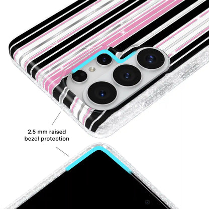 Pretty Punk Stripes Glitter Samsung Case