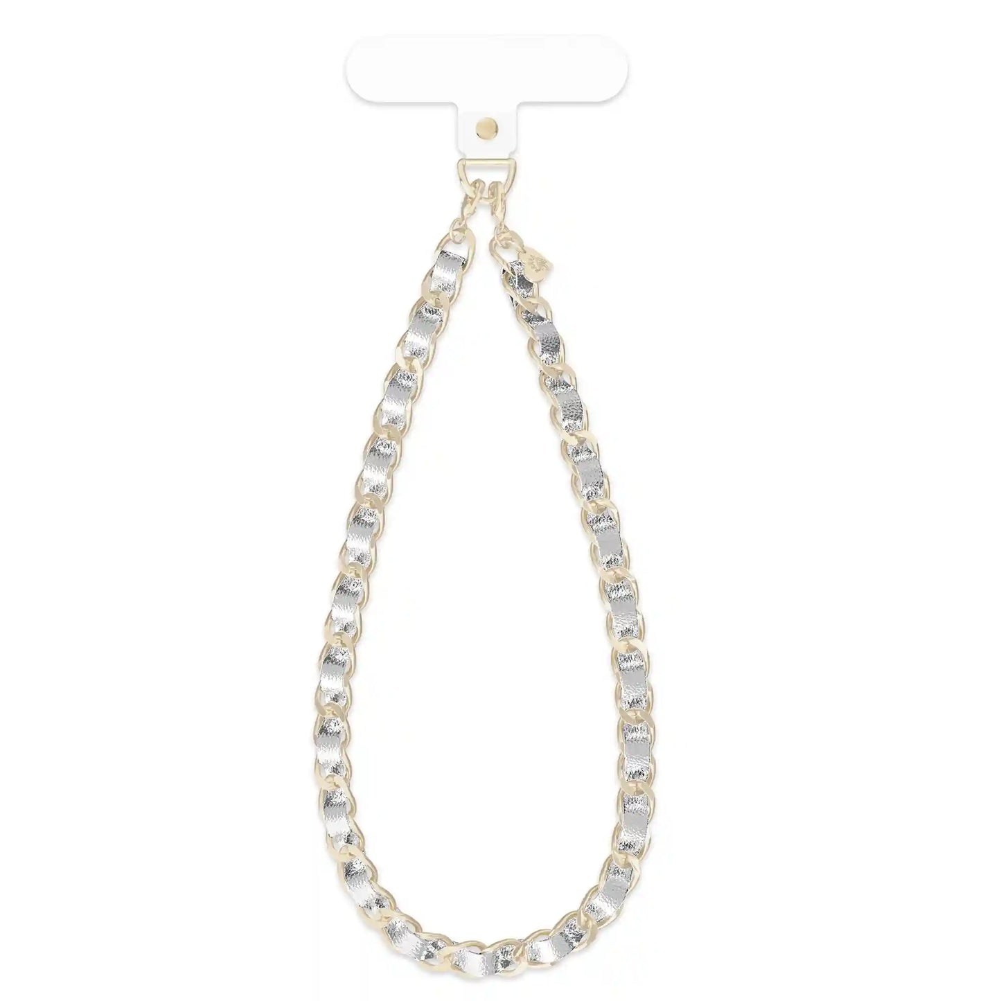 Silver Leather Chain Phone Charm